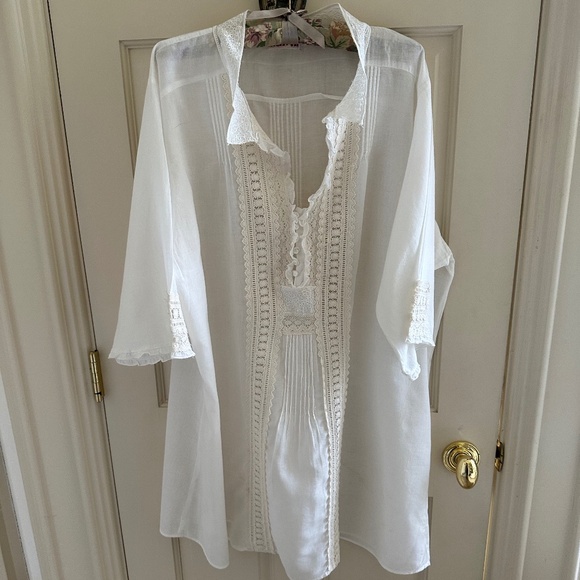 JOHNNY WAS White Cotton Tunic Tunic Top...XL-EUC - Picture 3 of 13